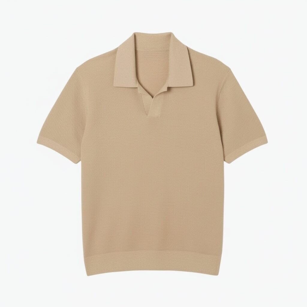 Cotton-Mix Sweater with Open Polo Collar