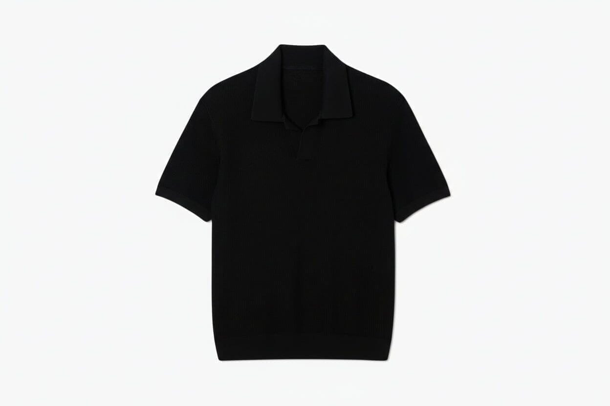 Cotton-Mix Sweater with Open Polo Collar