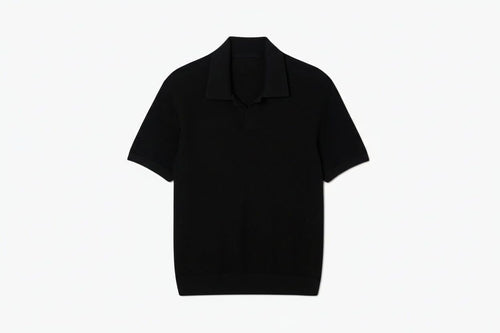 Cotton-Mix Sweater with Open Polo Collar