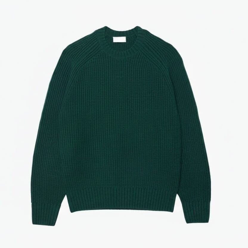 Thick Sweater in Combed Wool with Crew Neck