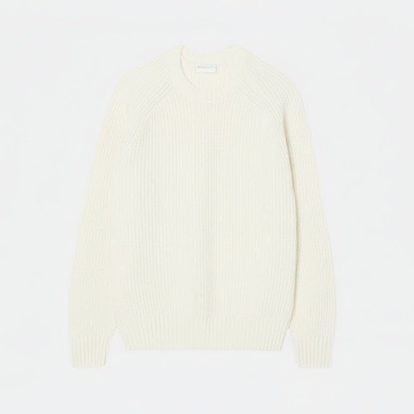 Thick Sweater in Combed Wool with Crew Neck