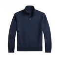 Double Knit Stand Collar Sweater with Quarter Zip