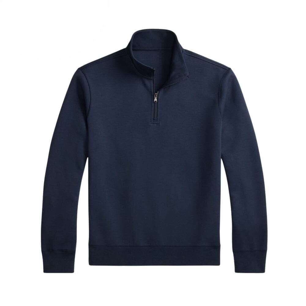 Double Knit Stand Collar Sweater with Quarter Zip