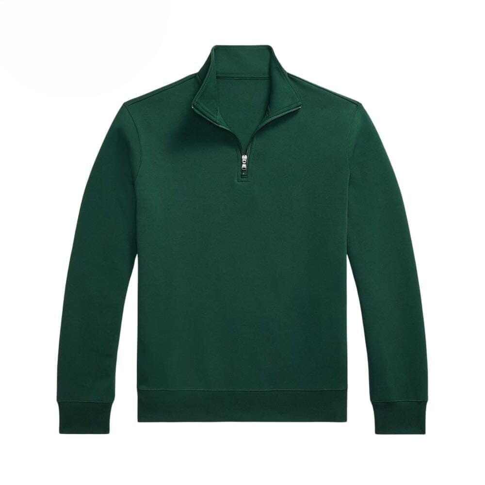 Double Knit Stand Collar Sweater with Quarter Zip