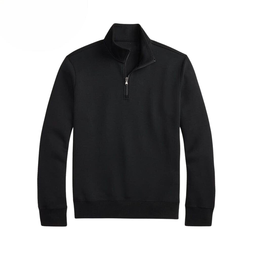 Double Knit Stand Collar Sweater with Quarter Zip