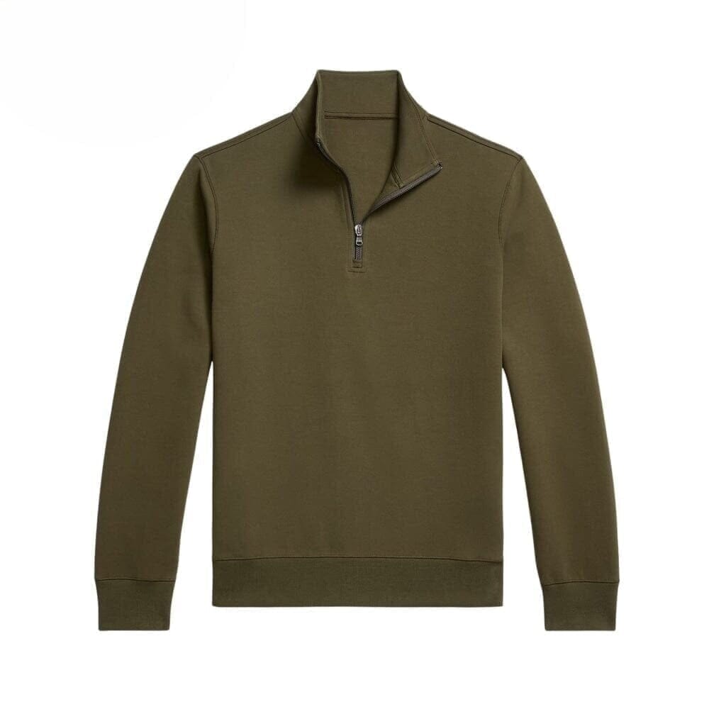 Double Knit Stand Collar Sweater with Quarter Zip