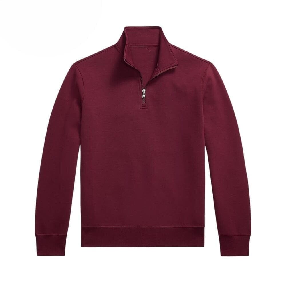 Double Knit Stand Collar Sweater with Quarter Zip