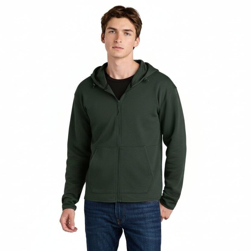 Double-Knit Hooded Jacket with Zipper