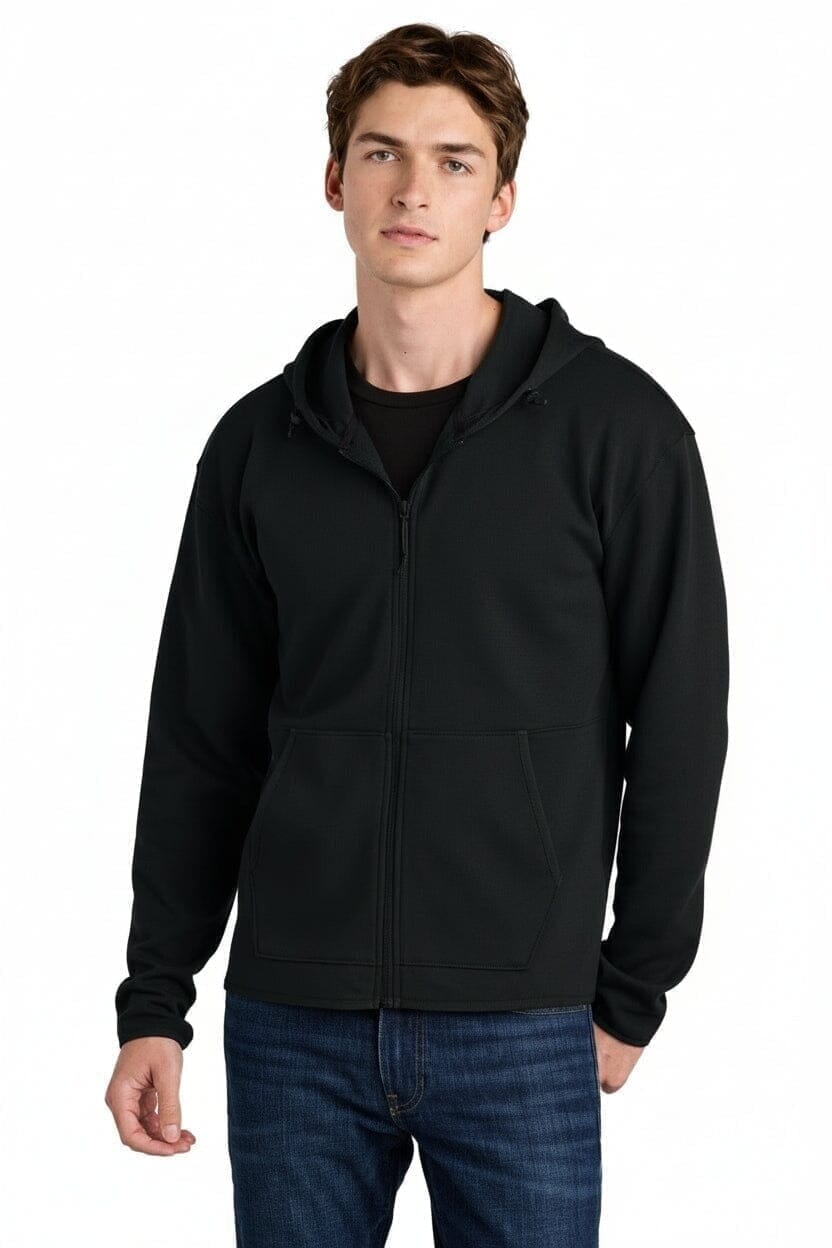 Double-Knit Hooded Jacket with Zipper