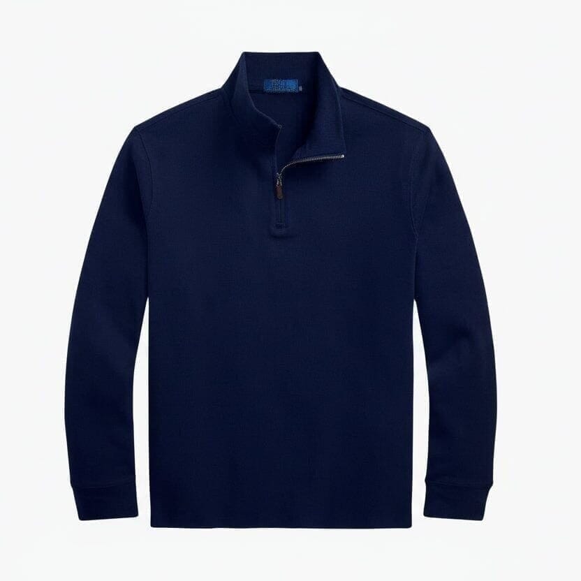 Estate-Rib Sweater with Quarter-Zipper
