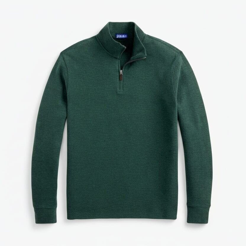 Estate-Rib Sweater with Quarter-Zipper