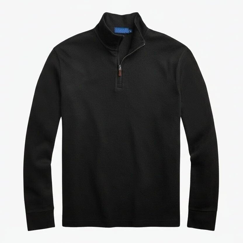 Estate-Rib Sweater with Quarter-Zipper