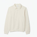 Ribbed Cotton-Sweatshirt with Polo-Collar