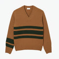 Striped Wool-Sweater with V-Neck