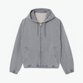 Denim Jacket with Hood and Washed Effect