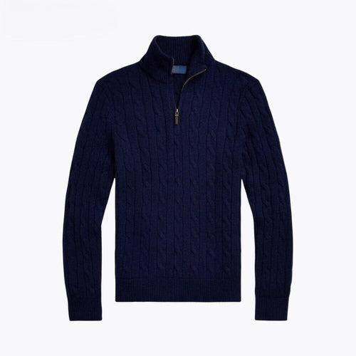 Cashmere-Sweater with Cable Knit and Zipper