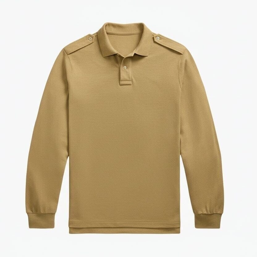 Long Sleeve-Polo Shirt in Mesh-Cotton