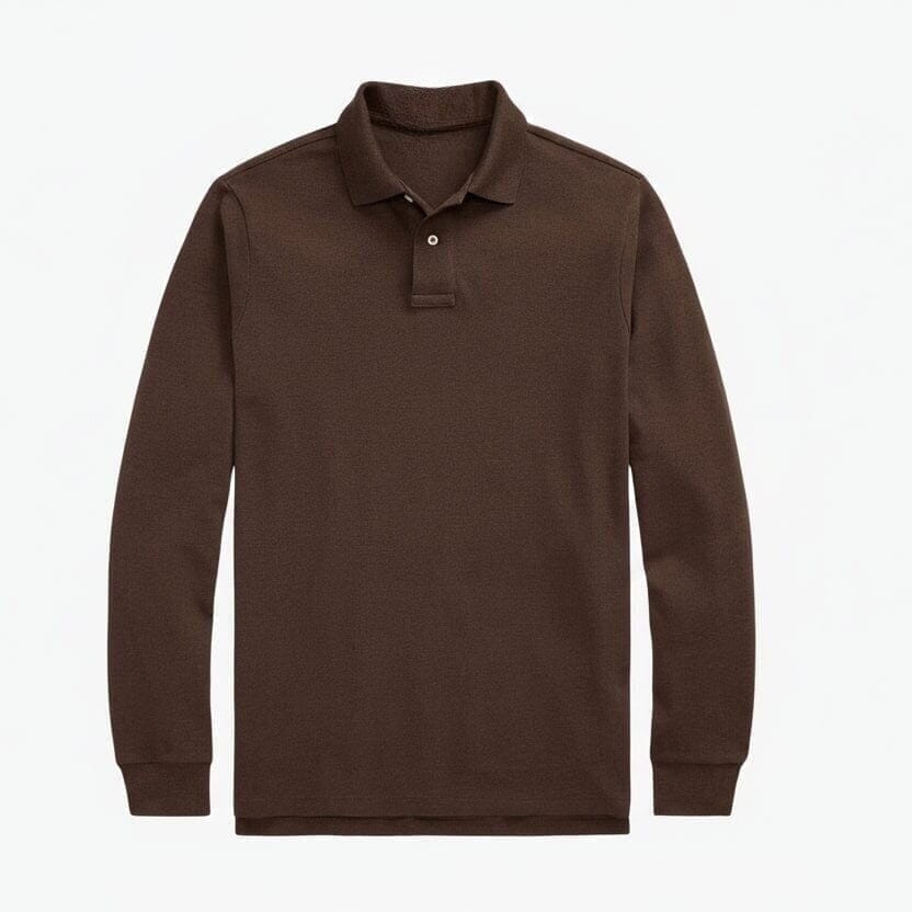 Long Sleeve-Polo Shirt in Mesh-Cotton