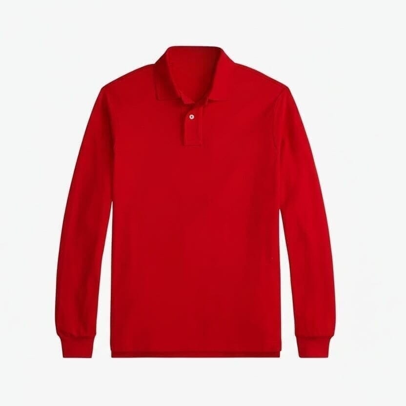 Long Sleeve-Polo Shirt in Mesh-Cotton