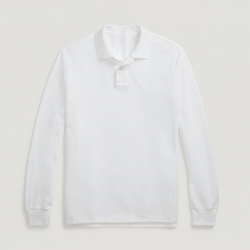 Long Sleeve-Polo Shirt in Mesh-Cotton