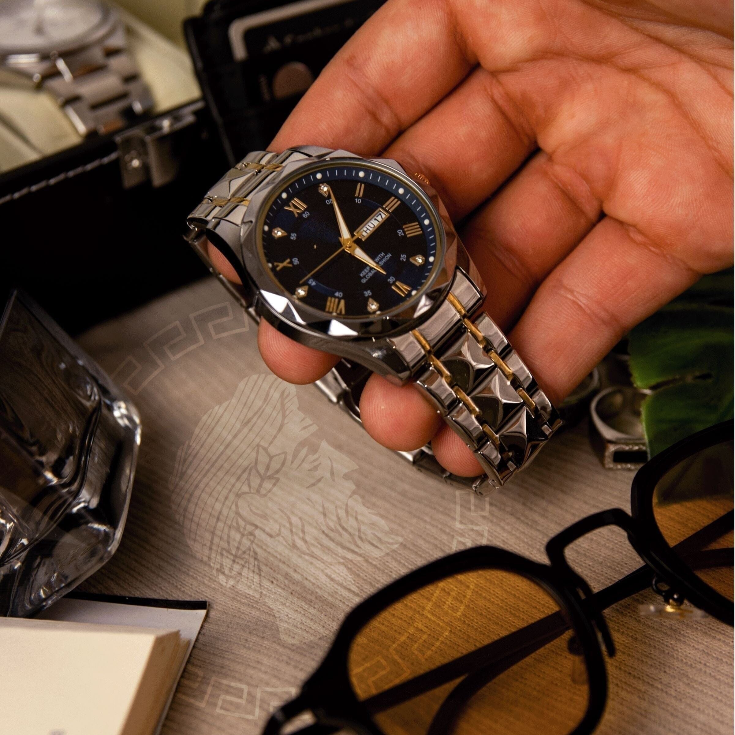 Luminous Steel 40mm Men's Watch - Waterproof | Stainless Steel