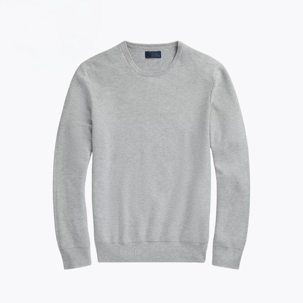 Mesh-Knit Cotton-Sweater with Crew Neck