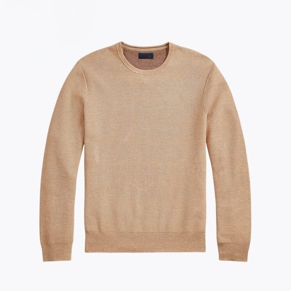 Mesh-Knit Cotton-Sweater with Crew Neck