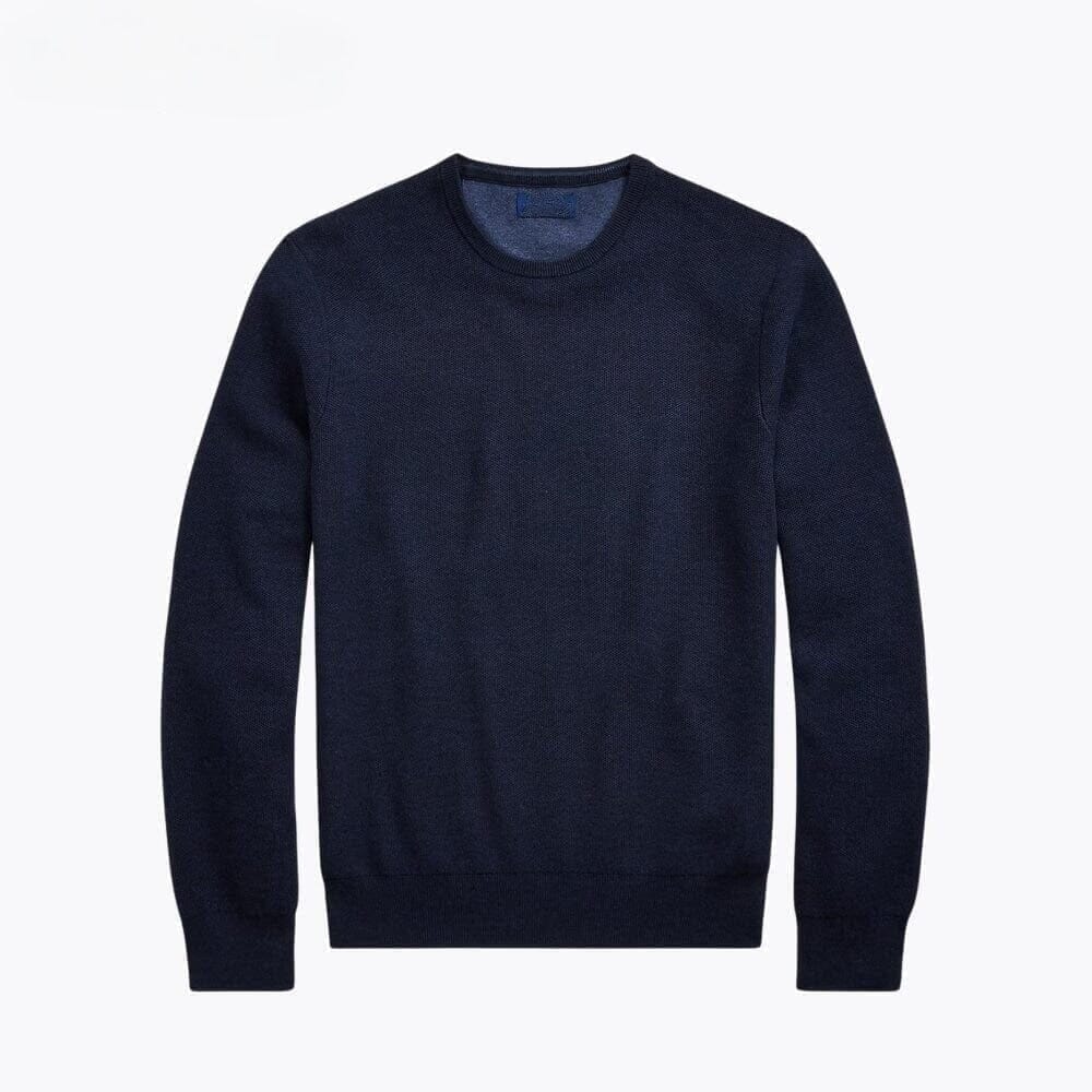Mesh-Knit Cotton-Sweater with Crew Neck