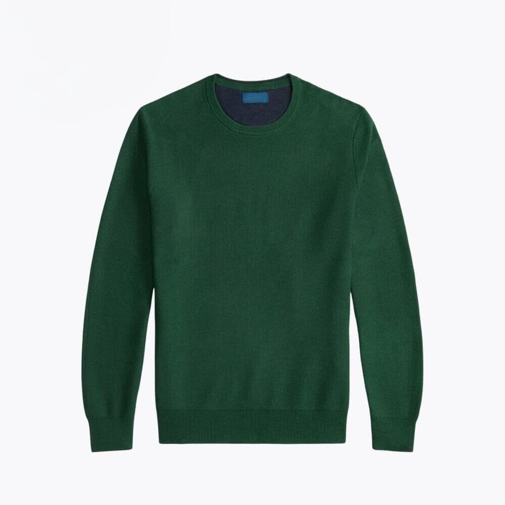 Mesh-Knit Cotton-Sweater with Crew Neck