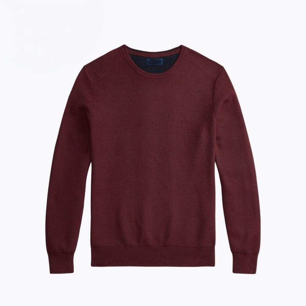 Mesh-Knit Cotton-Sweater with Crew Neck