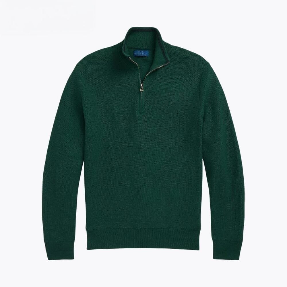 Mesh-Knit Cotton-Sweater with Quarter-Zipper