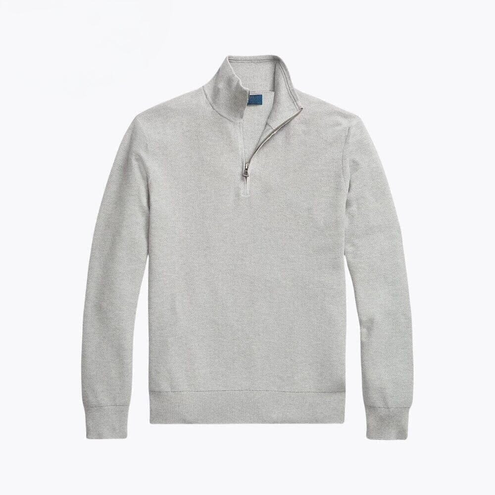Mesh-Knit Cotton-Sweater with Quarter-Zipper
