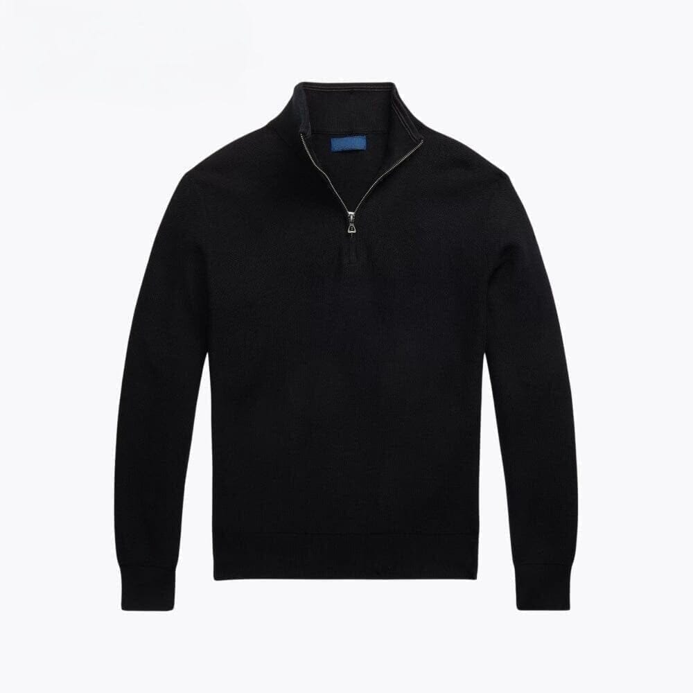 Mesh-Knit Cotton-Sweater with Quarter-Zipper