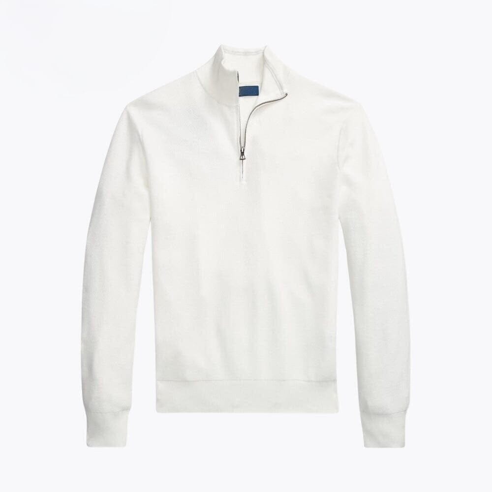 Mesh-Knit Cotton-Sweater with Quarter-Zipper