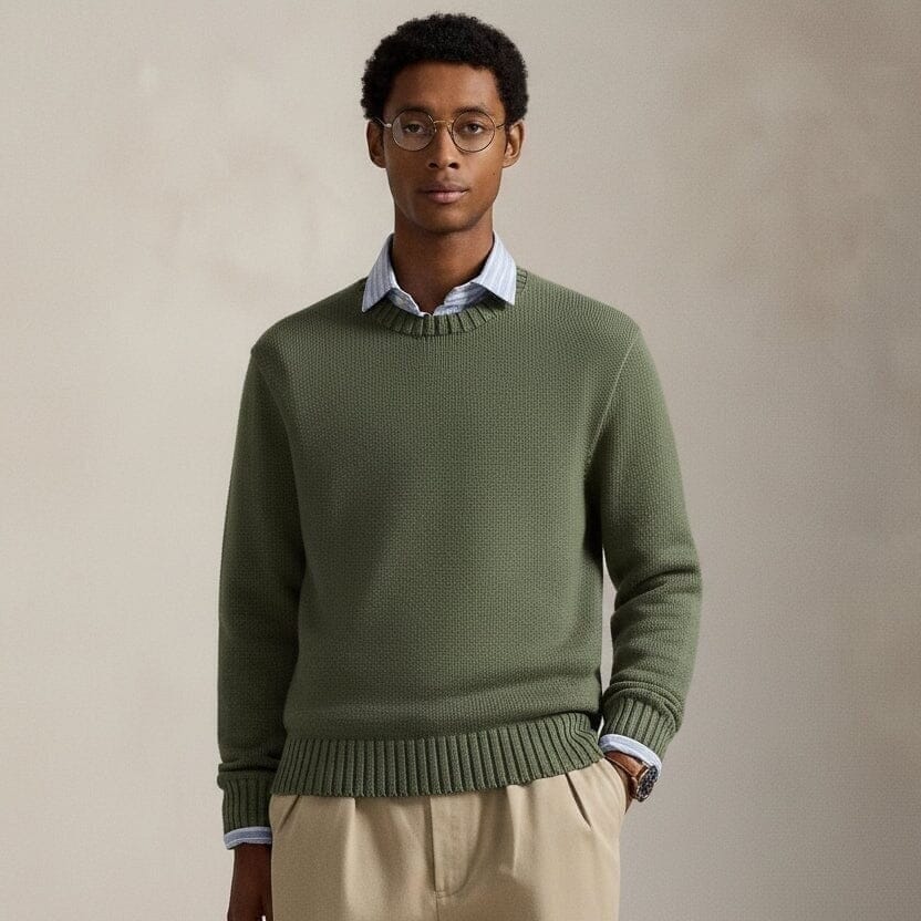 Polo Bear Sweater with Intarsia-Knit