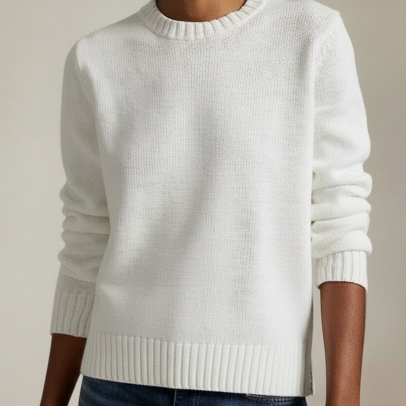 Polo Bear Sweater with Crew Neck in Linen-Cotton-Mix