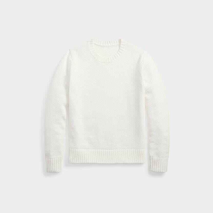 Polo Bear Sweater with Crew Neck in Linen-Cotton-Mix