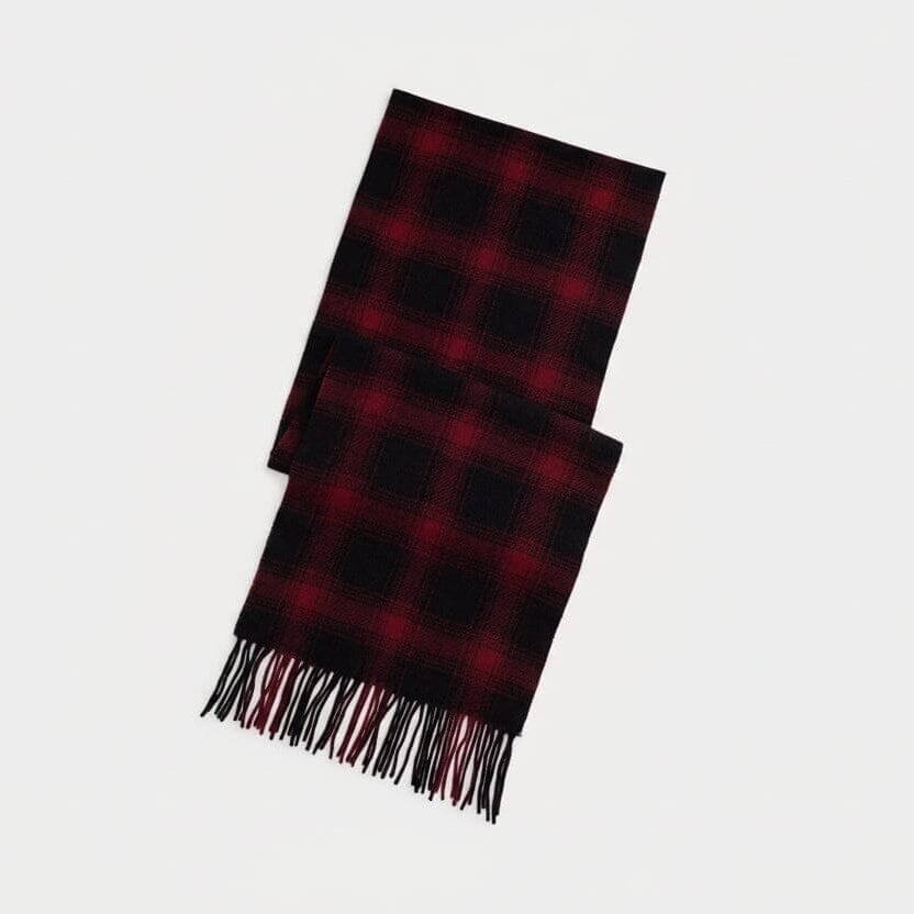 Polo Bear Wool Scarf with Check Pattern