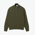 Sweater in Combed Wool with Zipper and High Collar