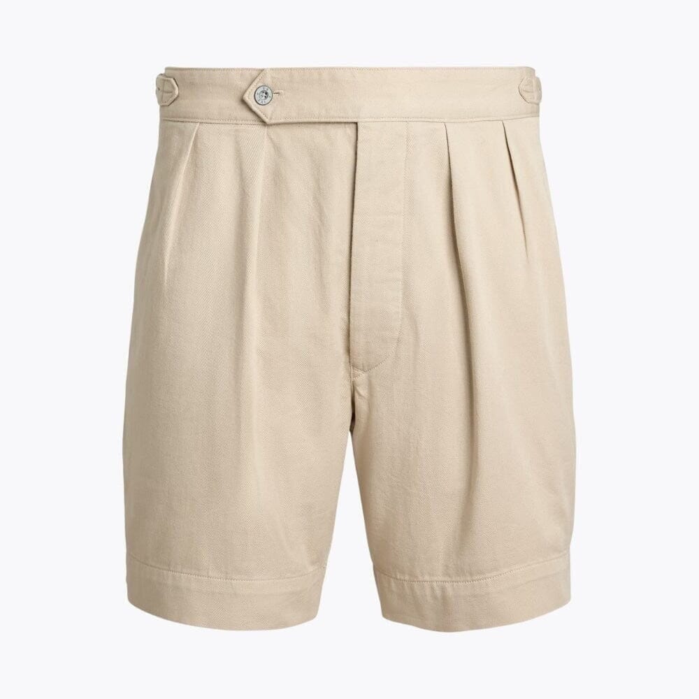 Relaxed Fit Plissierte Twill Shorts