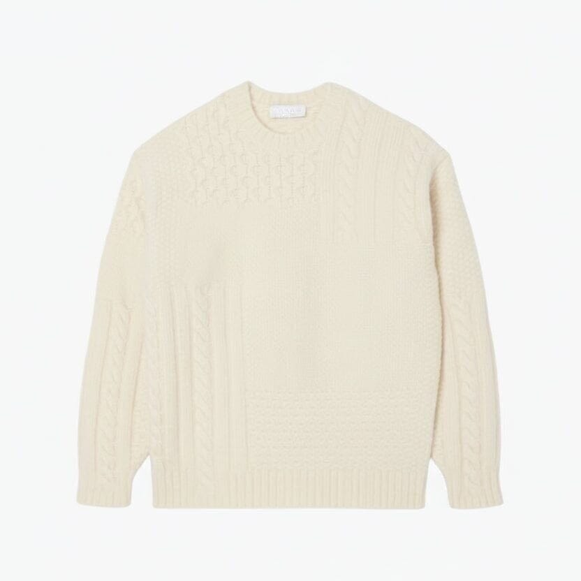 Relaxed Fit Sweater in Wool with Patchwork-Effekt