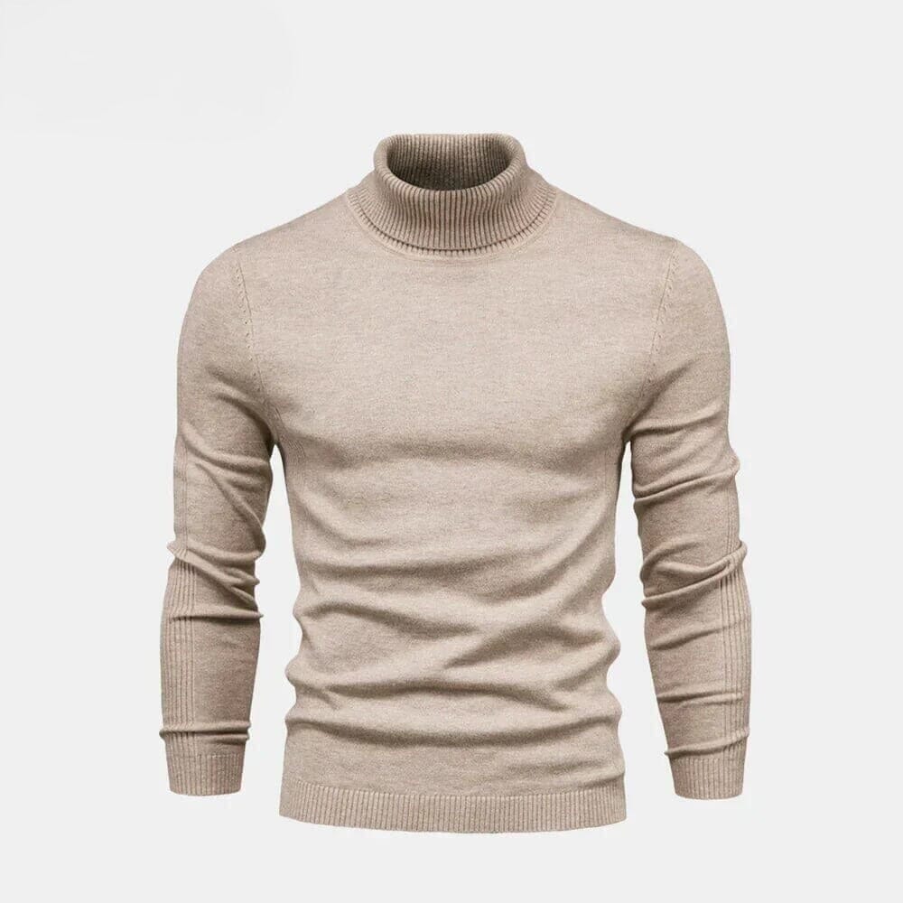 Turtleneck Cable Knit Wool-Knit Sweater