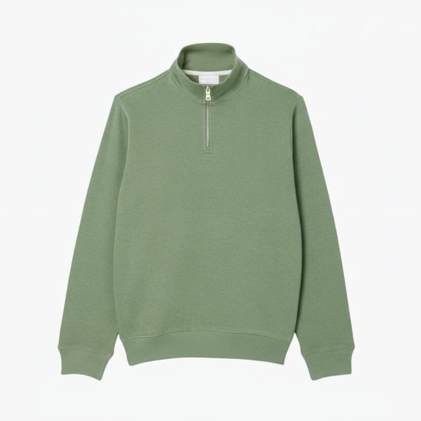 Sweatshirt with Zipper and High Collar