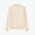 Cable Knit Sweater in Combed Wool with Crew Neck